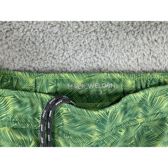Mack Weldon Trunks Mens Swim Shorts Medium Green Leaf Print Lined Board - Picture 3 of 9